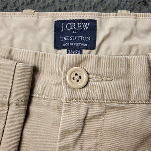 J. Crew The Sutton Chino Khaki Pants Cotton Tan Mens Size 34 x32